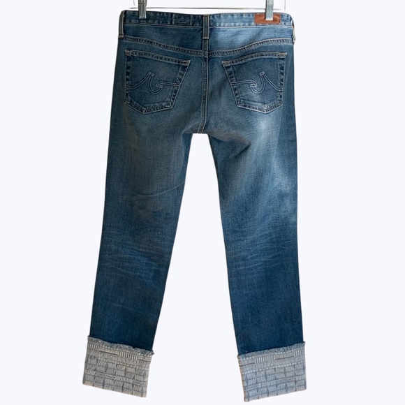 AG Stevie Embroidered Cuff Mid Rise Slim Fit Straight Jeans SZ 27 - Picture 6 of 14